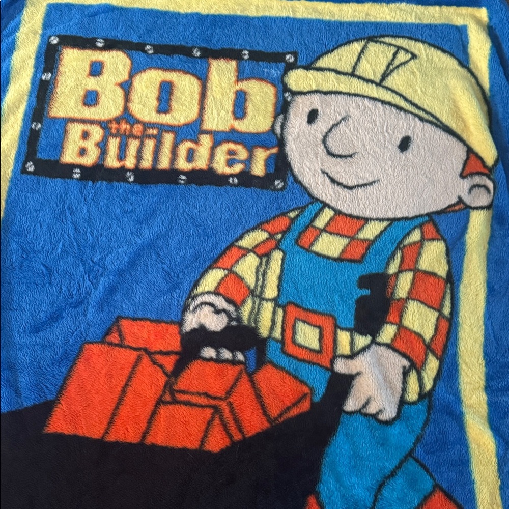 Bob The Builder Fleece Blanket Wall Hanging Multicolor Kids Baby 56” X 32” Y2K - Picture 2 of 6